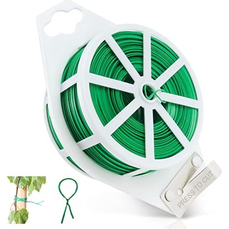 Verstellbarer Pflanzenbinder 200 M Für Den Garten – Elastischer Draht Mit Integriertem Schneider Für Lianen, Weinreben, Gemüse, Sträucher Und Blumen