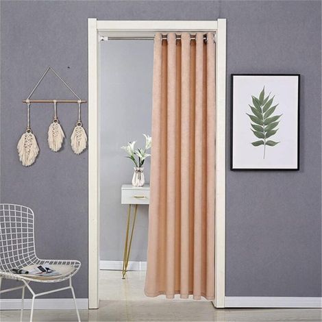 Verdunkelungs-türvorhang Für Zuhause Und Türen – Wärmeisoliert – Vorhang Für Zuhause Und Dekoration Mit Teleskopstange – Hellbraun – 120 X 200 Cm