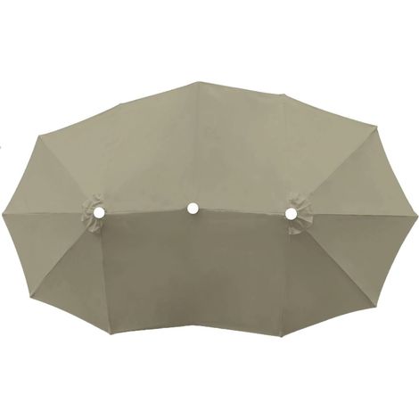 Ersatz-überdachung Für Garten-sonnenschirm Im Freien, Ersatztuch Für Sonnenschirm-ersatz-überdachung, Rechteckig, 4,5 X 2,7 M, 12 Rippen, Für Balkon, Schwimmbad, Terrasse, Hellgrau