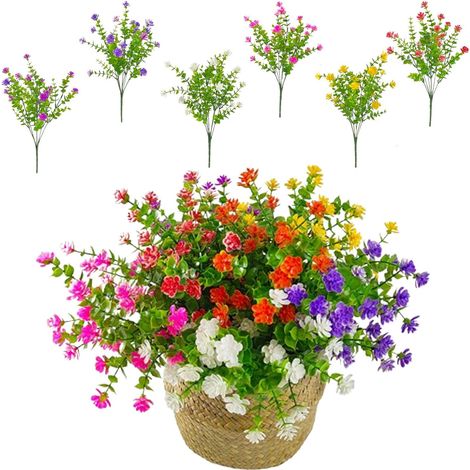 12 Blumensträuße Für Den Außenbereich, Künstliche Blumen, Grüne Blumen Für Den Außenbereich, Uv-beständige Kunststoffpflanzen, Packungen Mit Künstlichen Blumen Für Den Außenbereich Für Die Heimdekorat