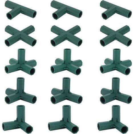 15 Stück Gewächshaus-rahmenverbinder, Gartenrahmen-eckverbinder, 16 Mm Propellerstange, 4 Typen, Robuste Und Stabile Gewächshaushalterung