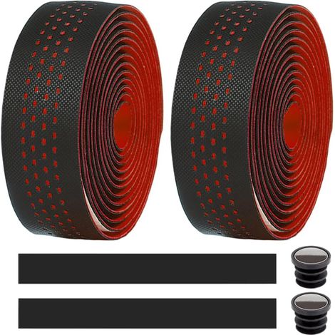 2 Rollen Fahrrad-lenkerband, Lenkerband, Rennrad, Leder, Atmungsaktiv, Eva, Pu, ​​rutschfest, Stoßdämpfend, Komfort-klebeband Mit Endkappe