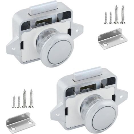 2 Stück Druckknopfriegel, Wohnmobilschloss, Metall, 14–16 Mm, Druckknopftür, Schlüsselloses Türmöbelschloss Mit Schrauben Für Wohnmobil, Schrank, Yachten, Schublade, Wohnwagen, Schrank-inhhub