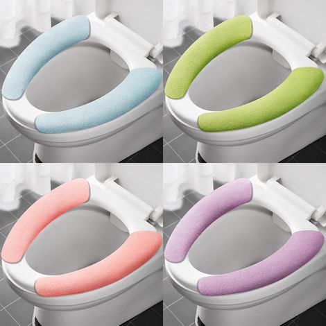 4 Toilettensitzkissen, Toilettensitzbezugkissen, Toilettensitzkissenaufkleber, Klebrige Toilettenwascher, Haushaltstoilettenaufkleber