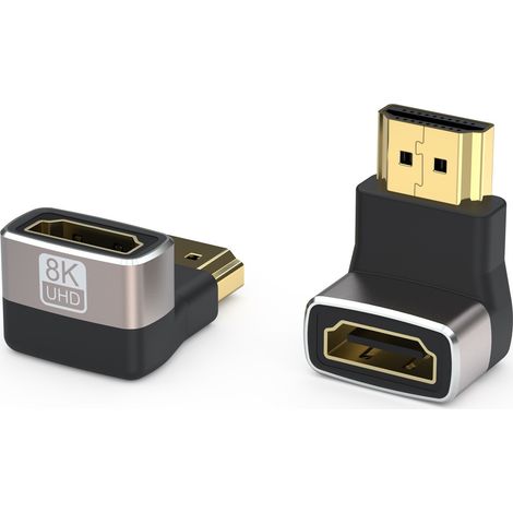 8k-winkel-hdmi-adapter, Hdmi 2.1-stecker-buchse-verlängerung 90 Grad Doppelt Vergoldet, Rechtwinkliger Winkelstecker 8k@60hz, 4k@120hz, Kompatibel Mit Fernseher, Laptop