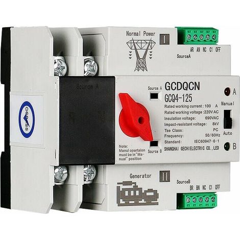 Automatischer Dual-power-transferschalter 2p100a, Schienenmontierter Millisekunden-pc-level-isolierter Ats-schalter