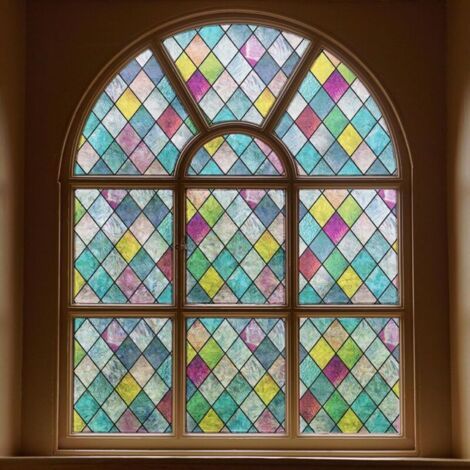 Buntglas-sichtschutzfolie, Fenster-sichtschutzfolie, Bunte Gittertönung, Regenbogen-glasaufkleber Für Zuhause