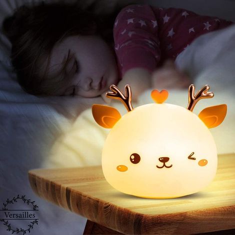 Buntes Hirsch-kindernachtlicht – 7-farben-silikon-touch-lampe – 15 Stunden Akkulaufzeit – Weiches Silikonmaterial – Für Kinderzimmer – Versaillesfr