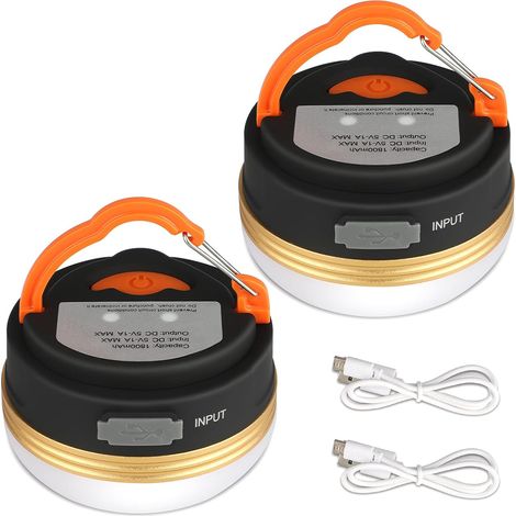 Campinglaterne [2er-pack] Zeltleuchten, Wiederaufladbar, Wasserabweisend, Magnetfuß, 3 Beleuchtungsmodi Mit Usb-kabel Für Camping, Arbeit, Jagd, Zelt, Angeln, Wandern