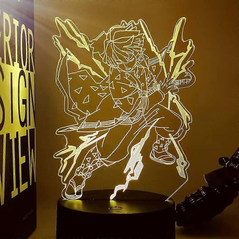 Demon Slayer 3d-led-nachtlampe, Optische Täuschungsfigur, Demon Slayer-figur, 7 Oder 16 Farben, Led-touch-tischlampe (16 Farben Mit Fernbedienung)