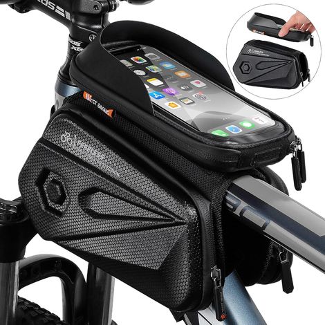 Fahrradrahmentasche Mit 3 Taschen, Wasserdichte Oberrohrtasche, Lenkertasche, Fahrrad-handyhalter, Tasche Für Handys Unter 6,5 Zoll, Praktisches Mitfahren