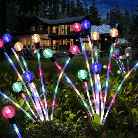 Set Mit 4 Solarbetriebenen Led-lichterketten Mit Glühwürmchen-effekt, Wasserdicht, Für Den Außenbereich. Ideal Zur Gartendekoration.