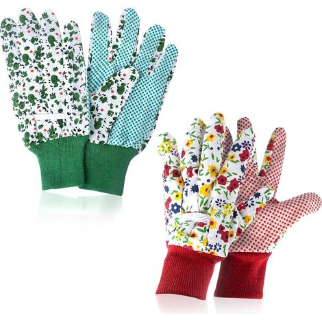 Gartenhandschuhe Für Damen, Zwei Paar Schön Bedruckte Gartenhandschuhe, Rutschfeste Handschuhe Für Gartenpflanzen, Beschneiden Oder Hausarbeiten