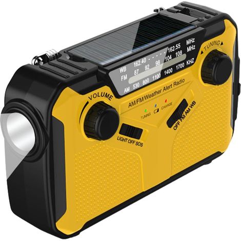 Handkurbel-notfallradio Mit Solar-kurbel-notfallradio, 3000-mah-akku, Wetterradio Mit Taschenlampe, Sos-alarm Und Wb/am/fm Für Das Überleben Im Katastrophenfall