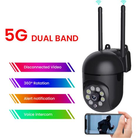 Ip-überwachungskamera Für Den Außenbereich, Wifi 2.4 + 5g Hd 1080p Zoom X4, Menschenverfolgung, Farbnachtsicht,
