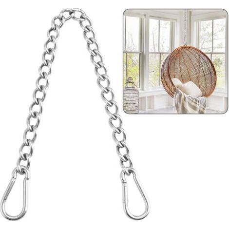 Kette Mit Zwei Karabinern, 400 Kg Tragkraft, Robuste Edelstahl-hängekette, Verlängerungskette Für Boxsack, Yoga, Schaukel, Hängematten, 1 Stück