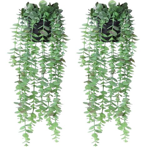 Künstlicher Eukalyptus, Künstliche Fallpflanze Im Topf, Artificis-blättergirlande Für Dekoration, Hochzeit, Geburtstagsfeier, Wohnzimmer, Flur, Garten (2 Stück)