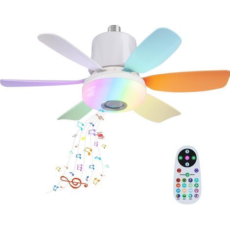 Led-deckenventilator Mit Dimmbarem Rgb-licht, Deckenventilator-lampe, E27-schnittstelle, Fernbedienung Und Bluetooth-lautsprecher, 3 Geschwindigkeiten, 3 Timer, Deckenventilator-licht Für Wohnzimmer,
