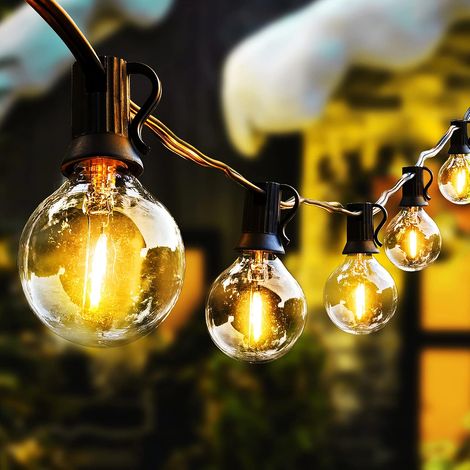 Lichterkette Für Den Außenbereich, 15 M, Led-lichterkette Mit 30 + 2 Bruchsicheren G40-kunststoffbirnen, Innen- Und Außendekoration, Hochzeit, Terrasse, Café, Party – Rwgarland Lights
