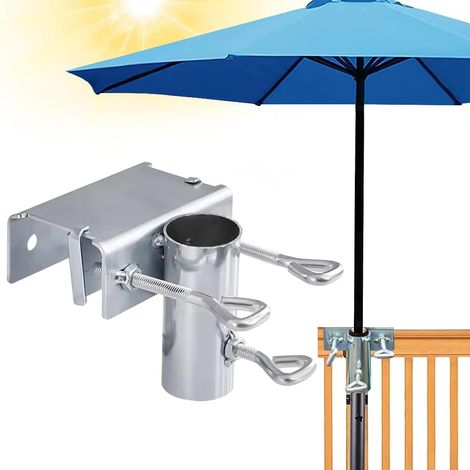Lntyq – Balkon-sonnenschirmständer – Rostfreies, Verzinktes Gusseisen – Befestigung Am Geländer Oder Tisch – Verstellbare Maße Für Garten Und Terrasse