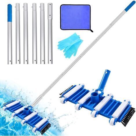 Manueller Schwimmbadstaubsauger, Schwimmbadsaugbesen, Schwimmbadreinigungsset, 2,1 M Teleskop-schwimmbadstiel (dicker Typ), Verbesserte Metallverbindung Und Seitliche Borsten, Schwimmbad-saugbürste