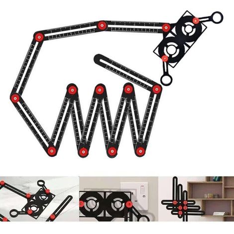 Mehrwinkel-messlineal, 12 Seiten, Präzise Aluminiumlegierung, Jig-layout-werkzeug Mit Locher, Bohrwerkzeug Für Bauherren, Handwerker