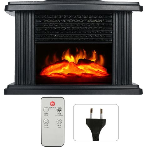 Mini-elektro-kaminheizung, Flammensimulation, Effiziente Heizung, Leiser Betrieb, Tragbarer Kaminofen Mit Fernbedienung, 220 V Eu-stecker