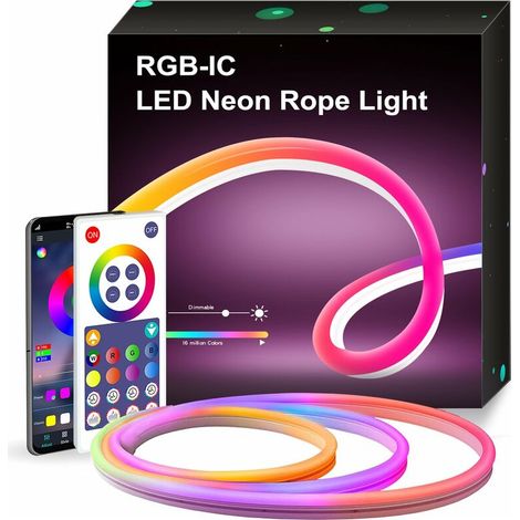 Neon-led-streifen, 3 M, Rgbic-bluetooth-led-streifen Mit App-steuerung, Mehrfarbiges Rgb Für Schlafzimmer, Wohnzimmer, Bar, Deckenleiste