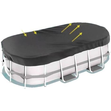 Ovale Abdeckung Für Oberirdische Schwimmbäder – Ovale Solarabdeckung Für Schwimmbäder – Robuste Winterabdeckung – Wasser Und Staub – 488 X 305 X 25 Cm