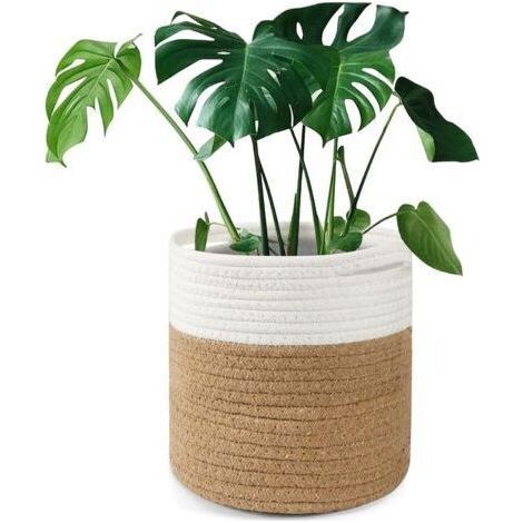 Pflanzgefäß Aus Gewebter Baumwolle Im Korbstil Mit Einsatz Für Zimmerpflanzen Und Dekoration – 20 X 20 Cm