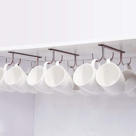 Schrankhaken, Metall-unterschrank-aufbewahrungshaken Mit 4 Schrauben, Set Mit 3 Getränkehaltern, Bechern, Biergläsern, Küchenutensilien, (kaffeefarbe)