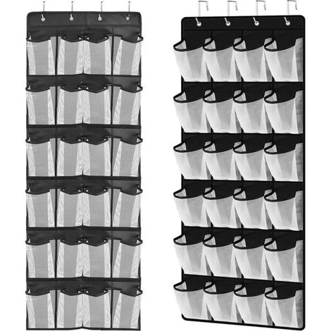 Schuhaufbewahrung Über Der Tür, 24 Netztaschen, Schuh-organizer Über Der Tür, Multifunktionale Hängeaufbewahrung Für Schlafzimmer, Wohnzimmer, Badezimmer (2 Stück)
