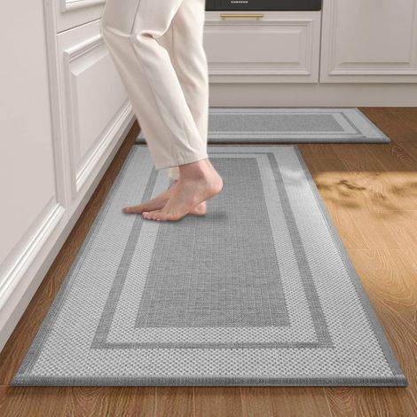 Set Mit 2 Waschbaren, Rutschfesten Küchenmatten – Gewebt – Schmutzabweisend – Für Küche Und Esszimmer – Rückseite Aus Naturkautschuk – 50 X 80 Cm + 50 X 120 Cm