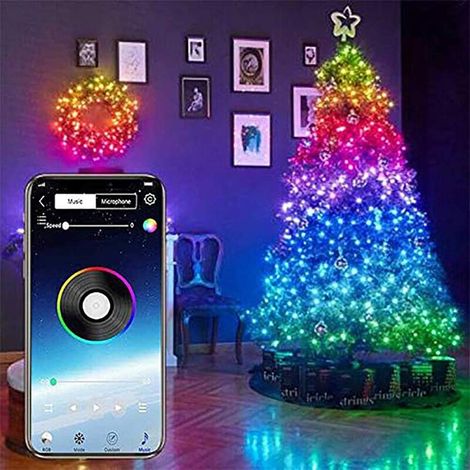 Shmshng – Weihnachtslichtgirlande 20m 200 Leds – Ip65-beständig – Steuerung Über Smartphone-anwendung – 29 Animationsmodi – 200leds