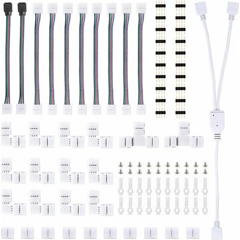 Streifenanschlüsse, Led-lichtstreifen-anschlusssatz, Mit 4-poligen Steckern, L-förmige Led-anschlüsse, 5050 Rgb-led-streifenanschluss, Für 10 Mm Led-erweiterungszubehör-set, Aaf