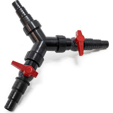 Teichverrohrung – Y-verteiler, 25/32/38 Mm Beckenrohr (1/1 1/4/1 1/2), Ventileinstellung