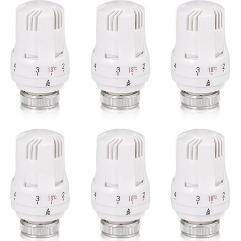 Thermostatischer Heizkörperkopf, 6 Stück Heizkörperventilkopf, Thermostatisches Heizkörperventil, M30