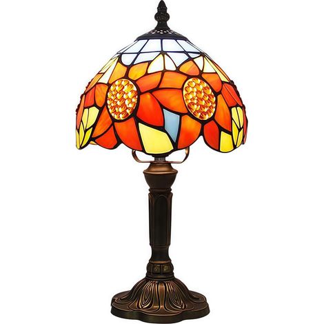 Tiffany-tischlampe, Buntglas-sonnenblume, 20 Cm, Wohnzimmer, Schlafzimmer, Büro, Schlafsaal, Bar, Dekoration, Geschenk, Led-glühbirne Im Lieferumfang Enthalten