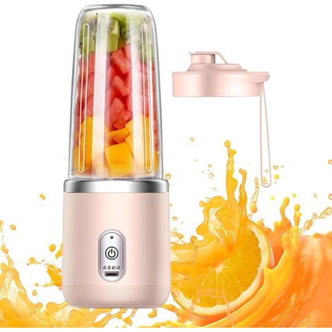 Wiederaufladbarer Tragbarer Mixer, Tragbarer Mini-mixer Für Smoothies, 400-ml-becher, Deckel Zum Mitnehmen, Mit 6 Klingen, Tragbarer Saftmixer Für Küche, Büro, Reisen, Sport