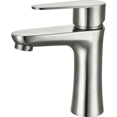 Ymyny Badezimmer-wasserhahn, Badezimmer-mischbatterie Aus Edelstahl, Moderner Gebürsteter Einloch-waschtisch-wasserhahn, Handwäsche, Abnehmbarer Luftsprudler, Heißes Und Kaltes Wasser Verfügbar