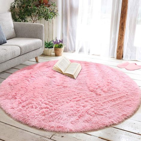 Ymyny Flauschiger, Weicher Runder Teppich Für Kinderzimmer, Mädchenzimmer, Prinzessinnen-schloss-plüschteppiche, Schöner Runder Teppich Für Kinderzimmer, Baby, Mädchen, Wohnzimmer, Heimdekoration