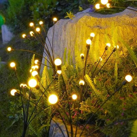 Ymyny Firefly Led-solarlampe, Wasserdicht, Für Den Außenbereich, Gartendekoration, Landschaft, Dekorative Lichter, Warme Farben, 8 Lichter (zwei Sets)