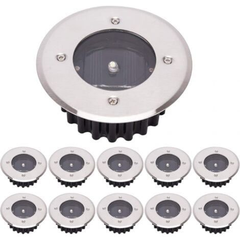 Ymyny Led-solar-bodenlampe, 10 Stück, Außenleuchte, Straßenlaterne, Vergrabenes Licht, Wasserdicht Ip65 (kaltweiß, Rund) [energieklasse A+]
