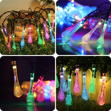 Ymyny Solar-wassertropfen-lichterkette, 50 Leds, 30 Fuß, Bunte Lichterkette Für Den Außenbereich, 8 Modi, Wasserdichte Lichterkette Für Garten, Balkon, Terrasse, Hochzeitsfeier