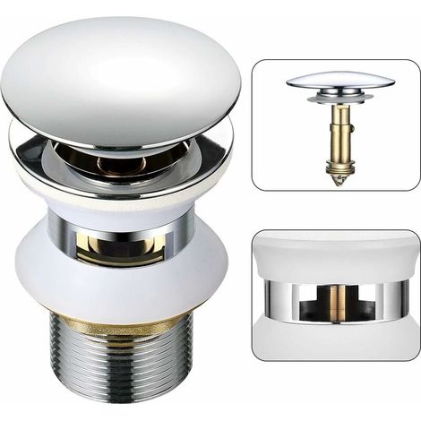 Ymyny Universeller Waschbeckenabfluss Mit Automatischem Push-type-überlauf Und Klick-klack Für Badezimmer, 1-1/4 Zoll, Verchromtes Messing