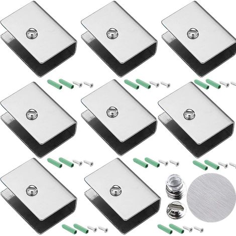 Zolginah Glasklemme, Glasregalhalterung, Wandregalhalterung, 8 Stück, Glasklemme, Edelstahlhalterung, Verstellbare Befestigungen, Unterstützung Für 6–10 Mm Dicke Glasböden