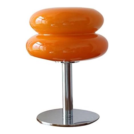 Moderne Minimalistische Tischlampe Aus Pilzglas, Lampenschirm In Retro-macaron-farbe, Dekorative Nachttischbeleuchtung Für Wohnzimmer, Schlafzimmer (orange)