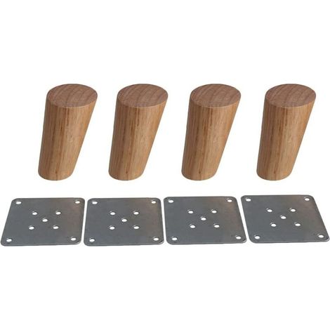 Oidipie – Set Mit 4 5 Cm Geneigten Möbelbeinen Aus Gummiholz ​​– Hohe Tragfähigkeit – Montageplatte Und Schrauben Im Lieferumfang Enthalten – Für Sofa, Bett, Tisch