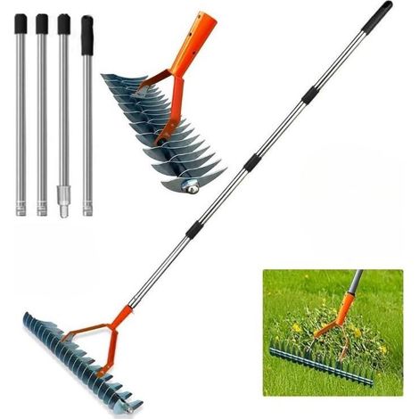 Rasen-vertikutierer-rechen, Manueller Rasen-vertikutierer Mit 170-cm-stiel, Vertikutierungsrechen, Handgehaltener Rasen-vertikutierer, Zum Jäten