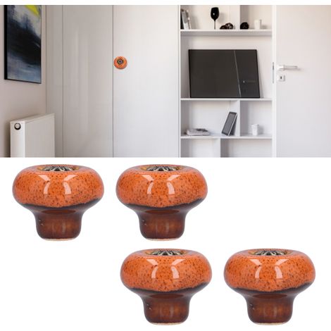 Retro-türgriff Für Keramikschrank – 4 Griffe Verdi Antik-orange Mit Leopardenmuster – Maße 32 X 34 Mm
